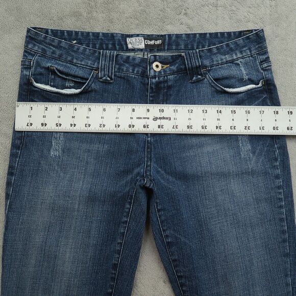 Guess Jeans Women's Size 31 Mid-Rise Comfort Bootcut Denim 31" Inseam Distressed - Picture 8 of 16